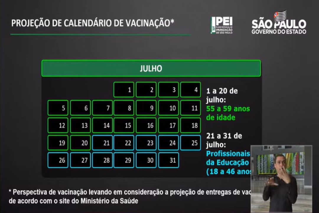 SP anuncia vacinação a profissionais da educação de 18 a 46 anos em julho